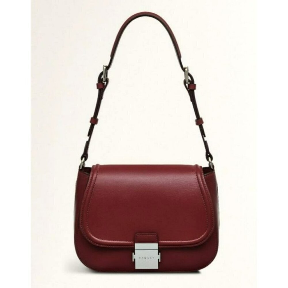 Radley $238 Newton Medium Flap Leather Burgundy Shoulder Bag NWT